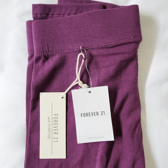 NWT Forever 21 Burgundy Plum Pink Purple Cotton Leggings Pants - Picture 4 of 4